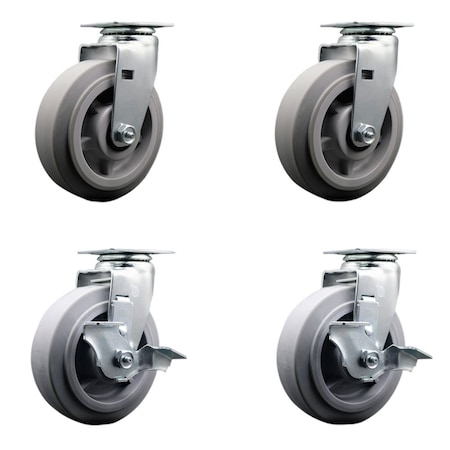 Service Caster Tool Box Caster Wheel Set 6'' Thermoplastic Rubber Swivel Casters, 4PK TOOL-SCC-20S620-TPRBF-2-TLB-2